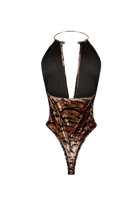 Emily Velvet Tiger Print Bodysuit
