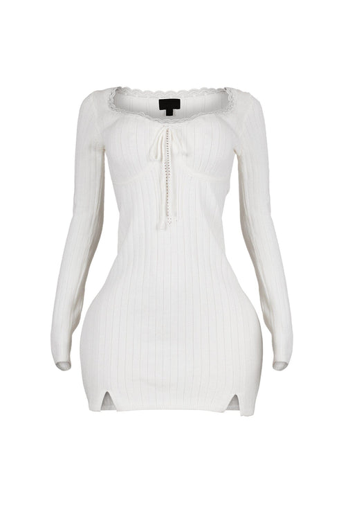 Analia Scoop Lace Sweater Mini Dress