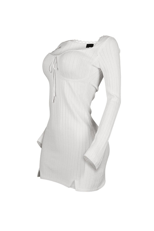 Analia Scoop Lace Sweater Mini Dress