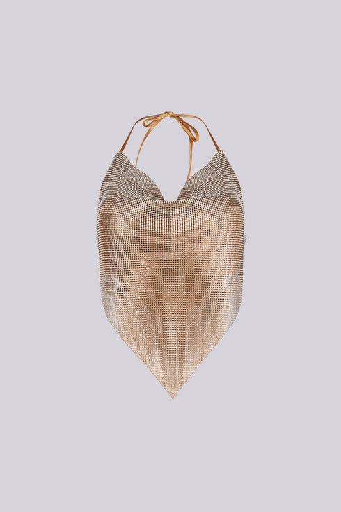 Hyperglow Metal Mesh Rhinestone Top