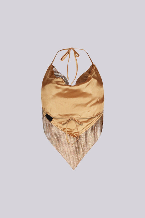 Hyperglow Metal Mesh Rhinestone Top