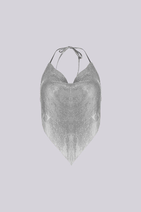Hyperglow Metal Mesh Rhinestone Top