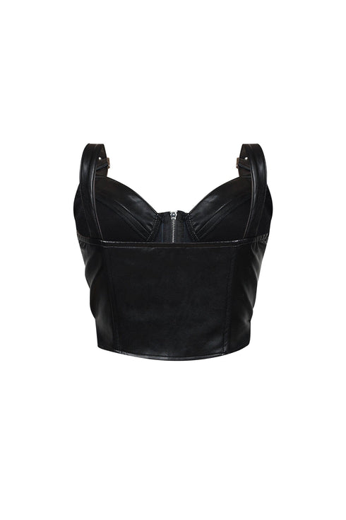 Dani Faux Leather Buckle Bustier
