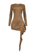 Chantel Suede Zipper Ruffle Mini Dress