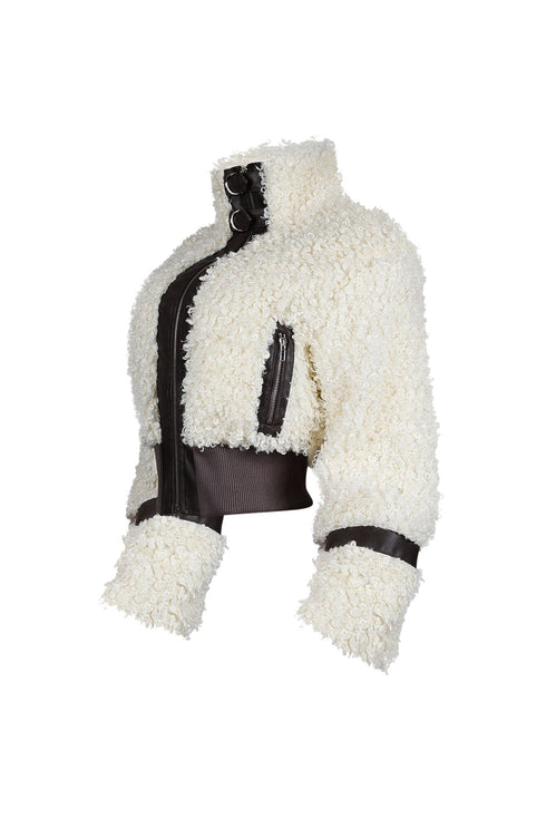 Bria Faux Leather Faux Poodle Fur Jacket