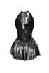 Lilybeth Foil Halter Flare Mini Dress