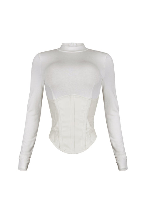 Iliana Faux Leather Corset Contrast Top