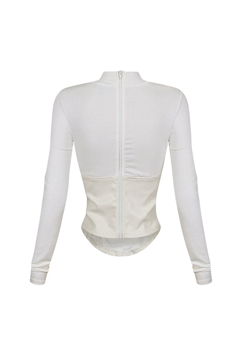 Iliana Faux Leather Corset Contrast Top