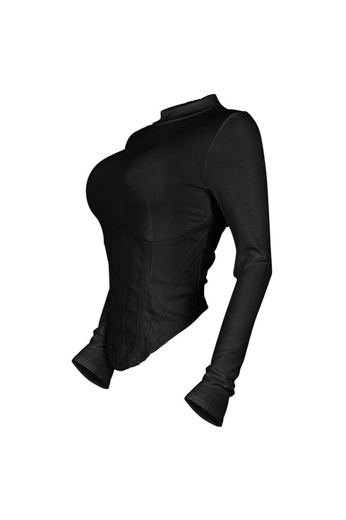 Iliana Faux Leather Corset Contrast Top