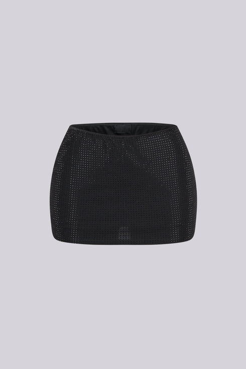 Glixie Rhinestone High Waist Mini Skirt