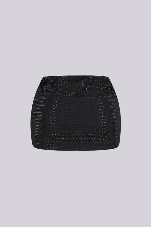 Glixie Rhinestone High Waist Mini Skirt