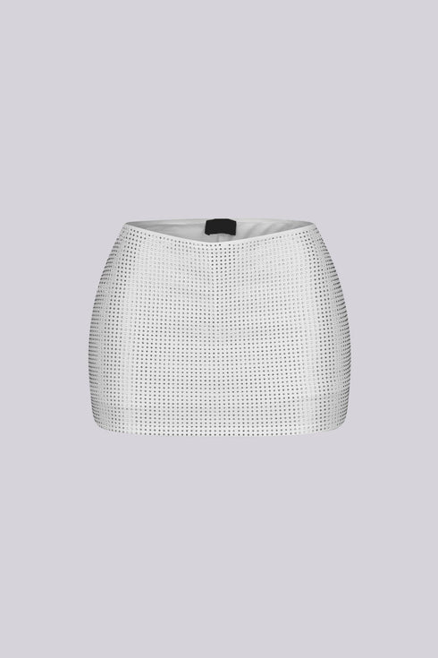 Glixie Rhinestone High Waist Mini Skirt