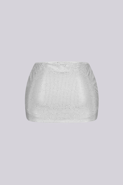 Glixie Rhinestone High Waist Mini Skirt