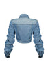 Jodie Denim Ruffle Scrunch Crop Jacket