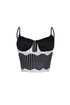 Becky Pinstripe Lace Trim Bustier Top