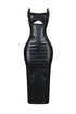 Elisha Faux Leather Cutout Maxi Dress