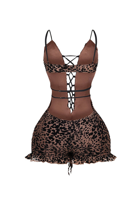 Ansley Leopard Velvet Burnout Ruffle Romper