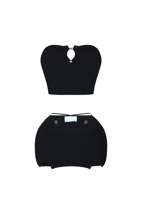 Just Between Us Lace Trim Top & Skirt SET