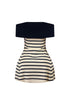 Hayes Off Shoulder Striped Flare Mini Dress