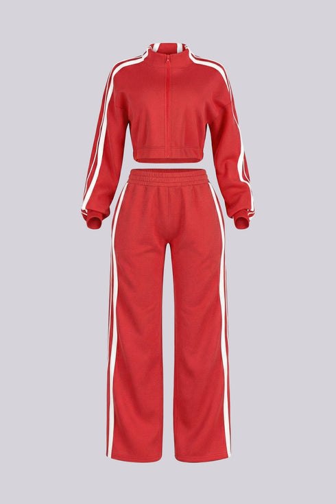 Chill Motion Striped Jacket & Pants SET