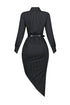 Eileen Pin Stripe Collared Maxi Dress With Belt