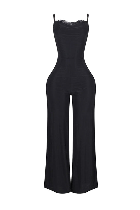 Jesenia Tank Cowl Neck Lace Jumpsuit