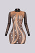 Elira Long Sleeve Rhinestone Mesh Dress