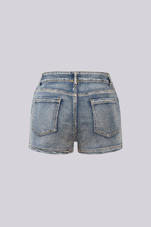 Opulent Rhinestone Denim Shorts