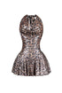 Campbell Leopard Foil Cowl Neck Mini Dress