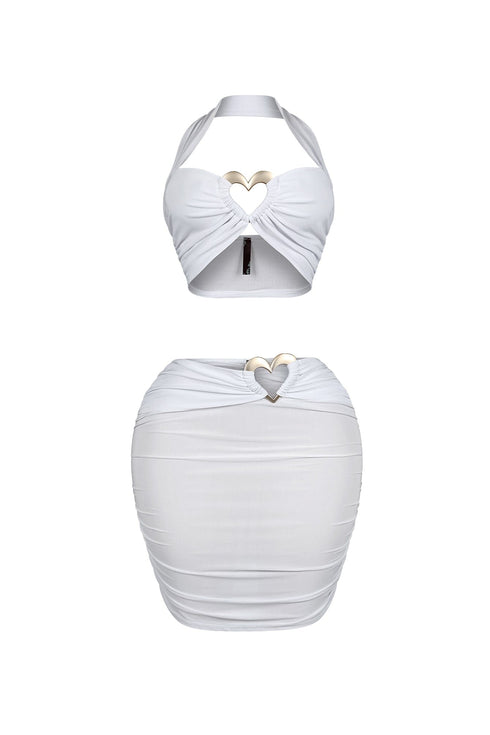 Lynn Heart Gold Trim Halter Top & Skirt SET