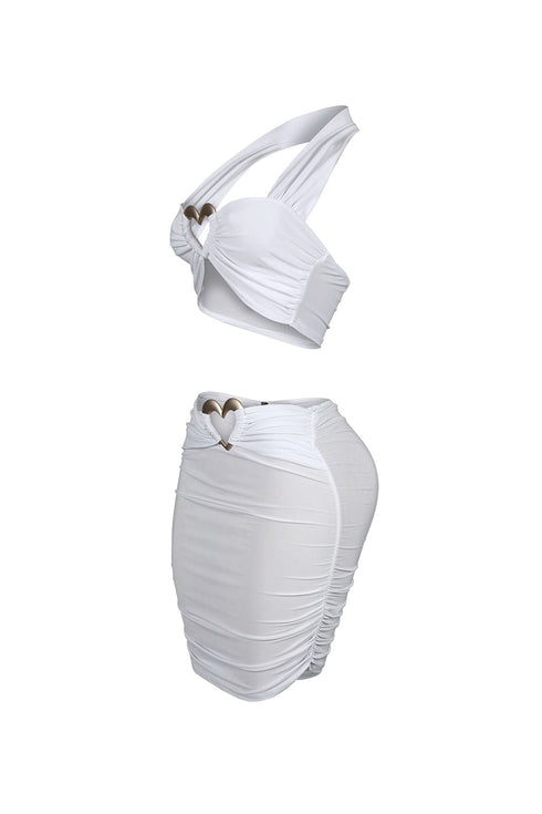 Lynn Heart Gold Trim Halter Top & Skirt SET