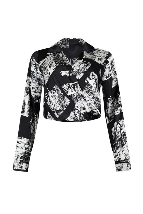 Karissa Geo Print Top With Collar