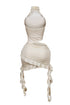 Lilian Nylon Ruffle Halter Mini Dress