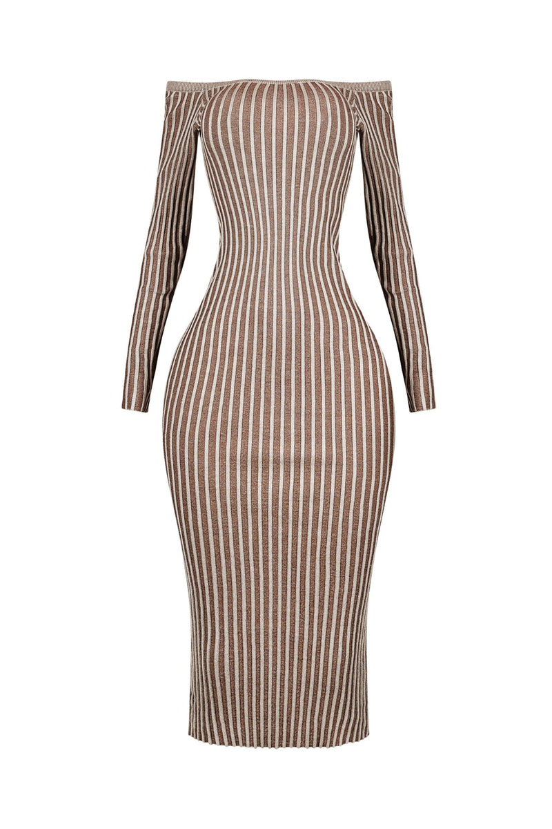 Two Tone Long Sleeve Midi Dress main image 1