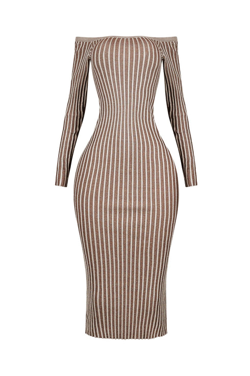 Abigail Two Tone Off Shoulder Midi Dress