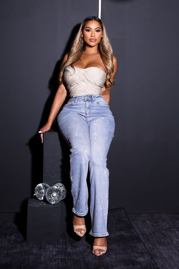 Better Attitude Rhinestone Straight Jeans