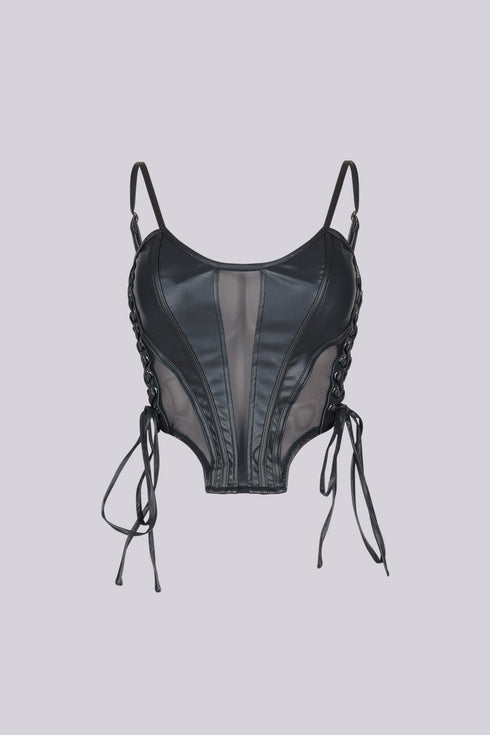 TX Lace Up Luxe Leather Crop Top