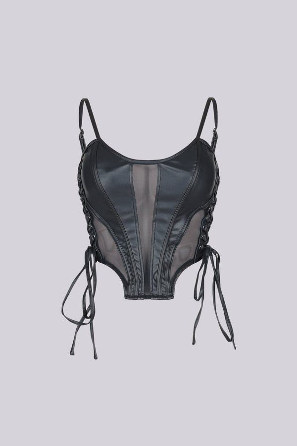 TX Lace Up Luxe Leather Crop Top