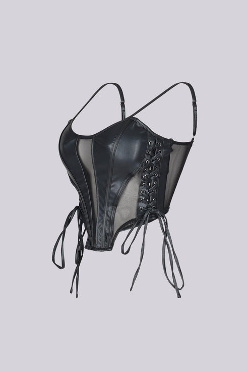 TX Lace Up Luxe Leather Crop Top