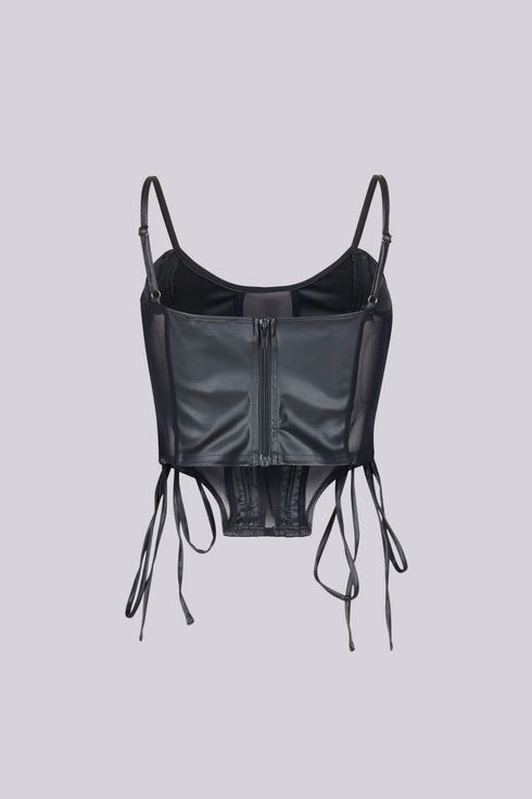 TX Lace Up Luxe Leather Crop Top