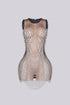 Crystal Contrast Mesh Mini Dress