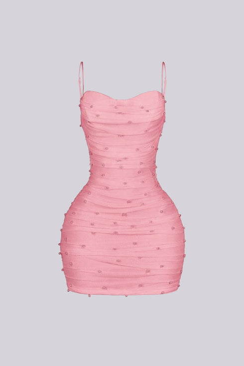Celebrate Pearl Mesh Mini Dress