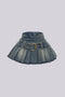 Top Tucked Into Pleated Denim Skirt