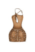 Anastasia Rhinestone Mesh Snake Dress