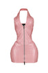 To Be Mine Faux Leather Halter Dress