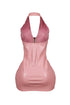 To Be Mine Faux Leather Halter Dress