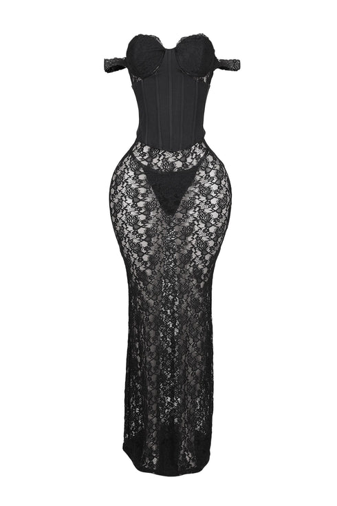 Maila Lace Corset Maxi Dress With Underwear