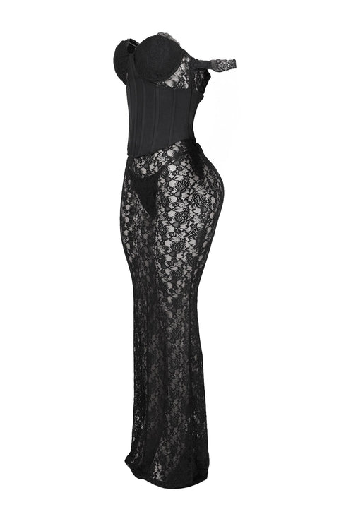 Maila Lace Corset Maxi Dress With Underwear