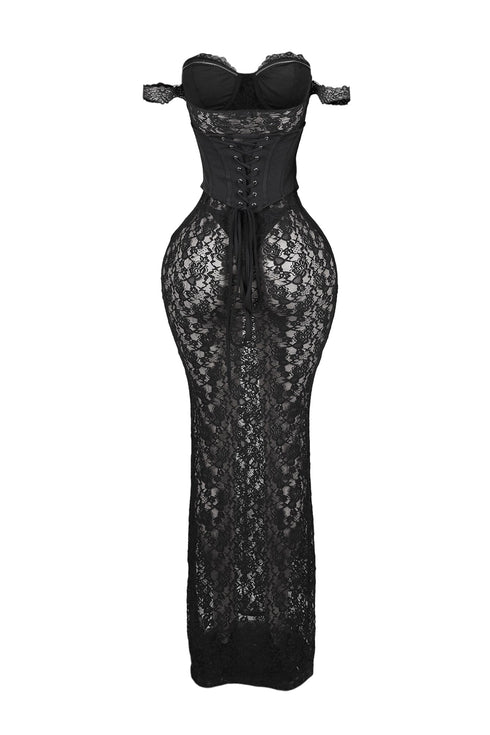 Maila Lace Corset Maxi Dress With Underwear