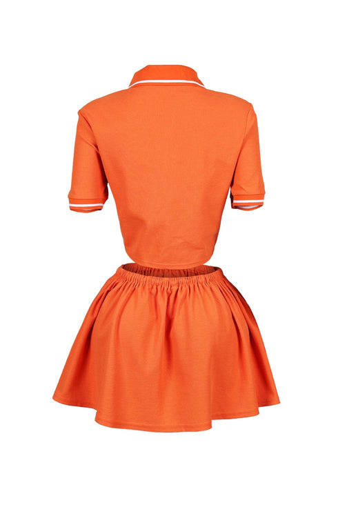 Pamela Polo Trim Crop Top & Skirt SET